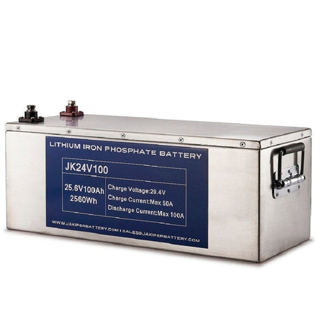 Image of 2 x Jakiper 24V 100AH Lithium Iron Phosphate Batteries | 5,120wH / 5.2kWh 24V or 48V | 2 x JK24V100 LiFePO4