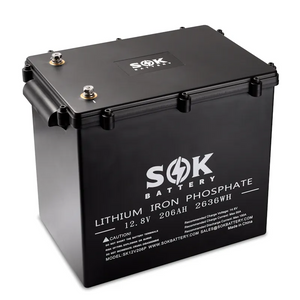 SOK Marine Grade 12V 206Ah LiFePO4 Battery Sealed Plastic Box