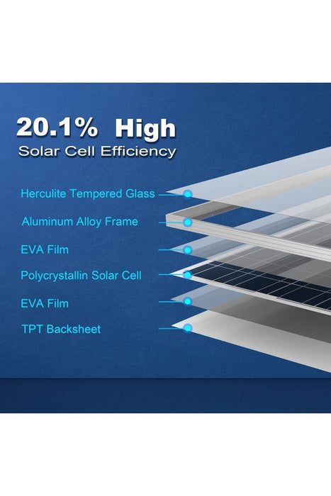 ACOPOWER 100W Polycrystalline Solar Panel for 12 Volt Battery Charging