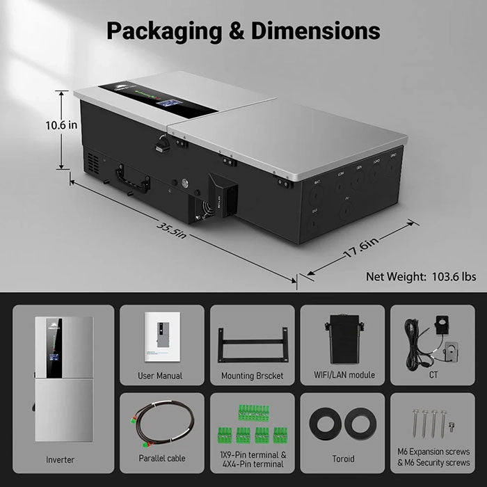 SunGoldPower 11.4KW 48V Split Phase Hybrid Solar Inverter