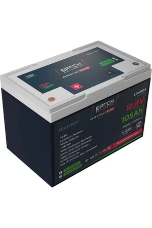 Epoch Batteries 12V 105Ah - Group 24 - Heated & Bluetooth LiFePO4 Battery