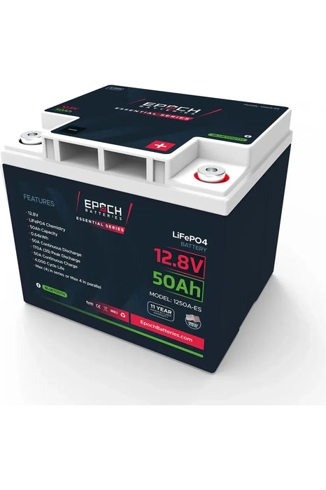 Epoch Batteries 12V 50Ah | Bluetooth | LiFePO4 Battery | Epoch Essentials