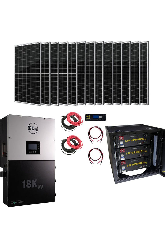 EG4 Complete Hybrid Solar Kit - 12,000W 120/240V Output + 15.36kWh EG4 Lithium Powerwall + 6,370 Watts of Solar PV [KIT-E0006]