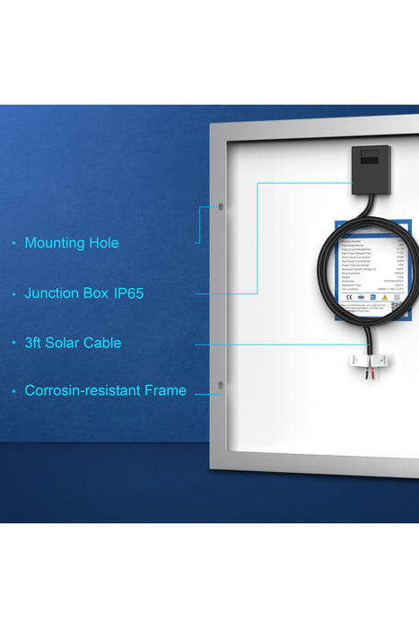 ACOPOWER 15W Polycrystalline Solar Panel for 12 Volt Battery Charging