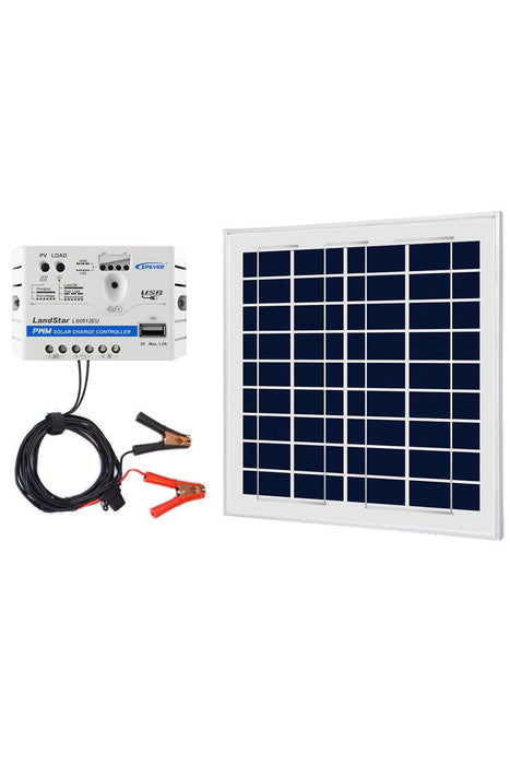ACOPOWER 15W 12V Solar Charger Kit, 5A Charge Controller with Alligator Clips