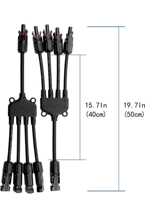 ACOPOWER 1 to 4 Solar Y Branch Connectors, 1 Pair M/FFFF + F/MMMM  Y Branch Parallel Adapter