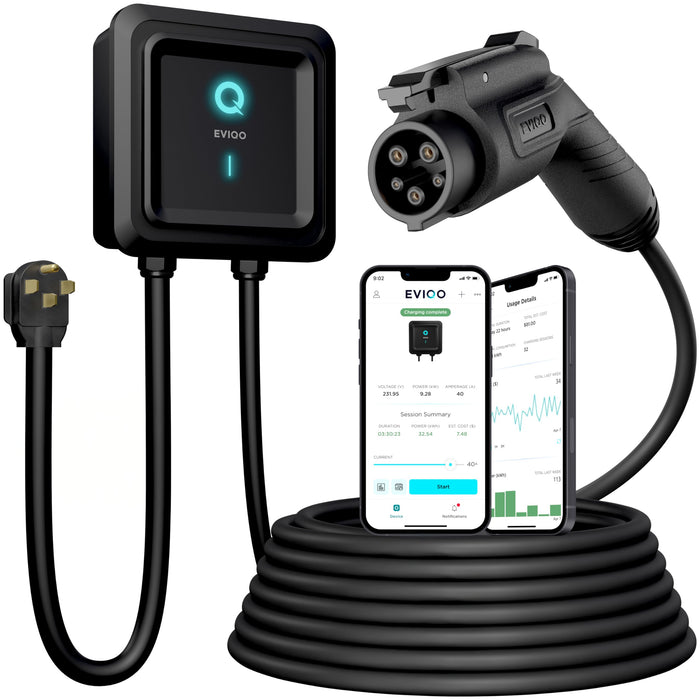 EVIQO Level 2 EV Charger J1772 Plug-In 48A (NEMA 14-50, Hardwire-Convertible)