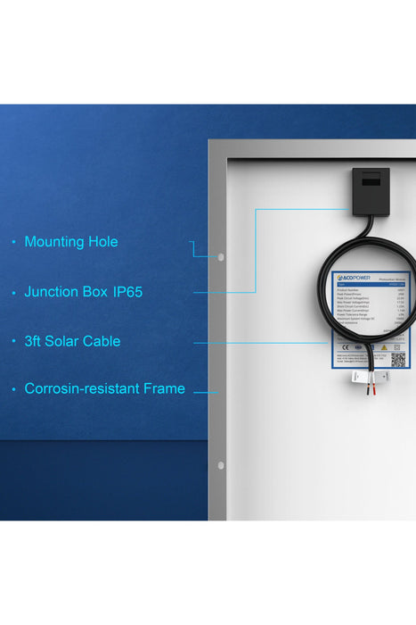 ACOPOWER 20 Watt Mono Solar Panel for 12 V Battery Charging, Off Grid