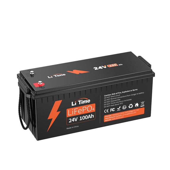 LiTime 24V 100Ah LiFePO4 Lithium Battery, Build-In 100A BMS, 2560Wh Energy