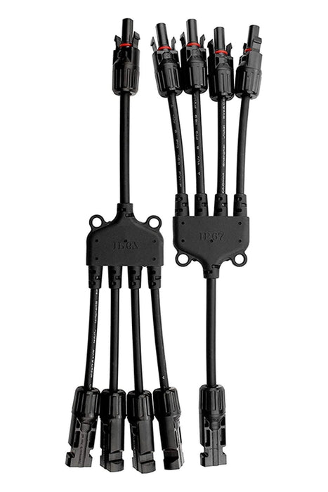 ACOPOWER 1 to 4 Solar Y Branch Connectors, 1 Pair M/FFFF + F/MMMM  Y Branch Parallel Adapter