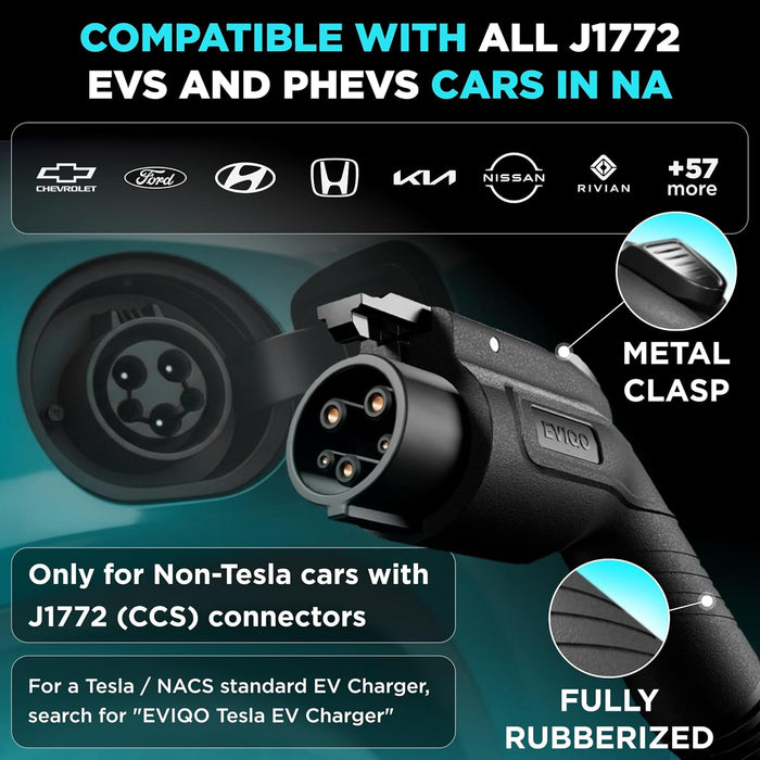 EVIQO Level 2 EV Charger J1772 Plug-In 40A (NEMA 14-50)