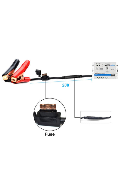 ACOPOWER 10W 12V Solar Charger Kit, 5A Charge Controller with Alligator Clips