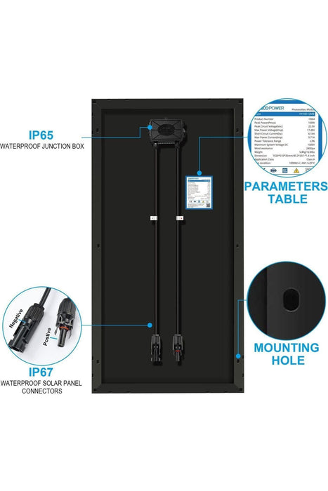 ACOPOWER 100 Watts Monocrystalline Solar Panel