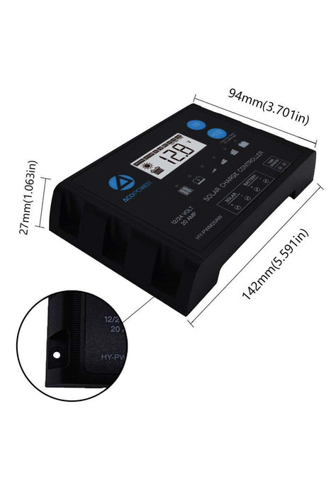 ACOPOWER 20A ProteusX Waterproof PWM Solar Charge Controller Compatible With 8 Battery Types