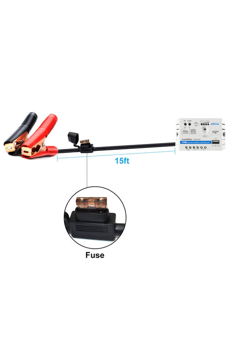 ACOPOWER 15W 12V Solar Charger Kit, 5A Charge Controller with Alligator Clips