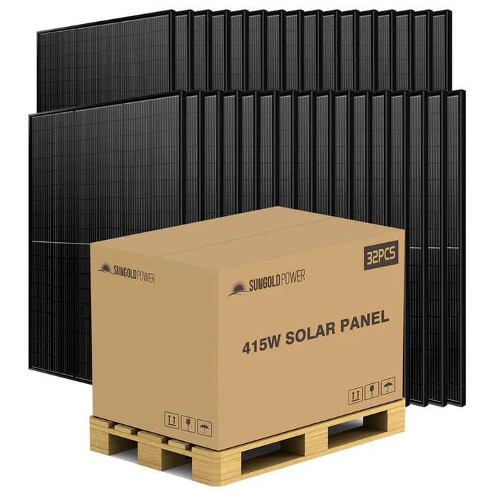 SungoldPower 415W Mono Black PERC Solar Panel Full Pallet (32 Panels)