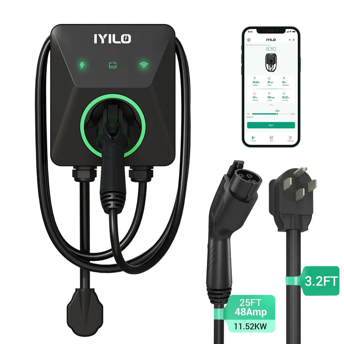 IYILO Level 2 EV Charger J1772 Plug-In 48A (NEMA 14-50, Hardwire-Convertible)