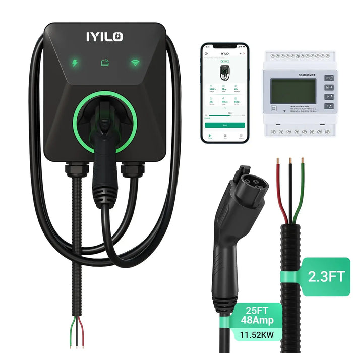 IYILO Pro Level 2 EV Charger J1772 Hardwired 48A with Energy Meter