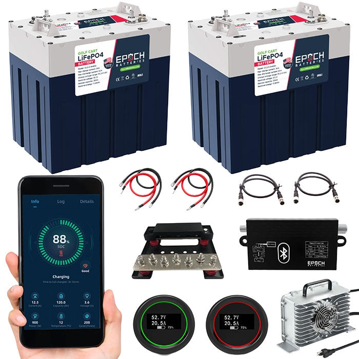 Epoch Batteries 48V 60Ah GC2 Golf Cart LiFePO4 Lithium Battery Complete Kit