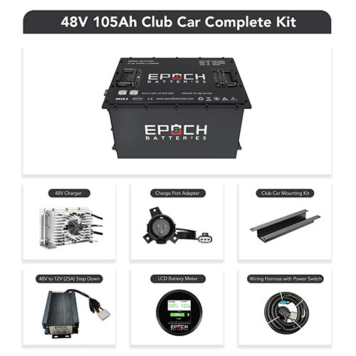 Epoch 48V 105Ah Lithium (LiFePO4) Golf Cart Battery - Complete Kit