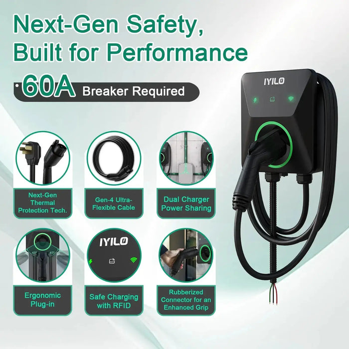 IYILO Level 2 EV Charger J1772 Hardwired 48A