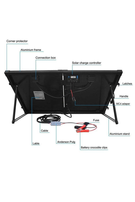 ACOPOWER 100w 12v Portable Solar Panel kit, Foldable Mono Suitcase, proteusX Waterproof 20A Charge Controller
