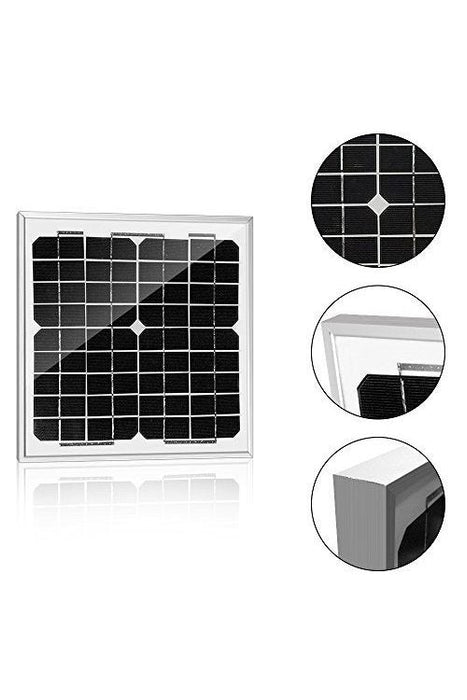 ACOPOWER 10W 12V Solar Charger Kit, 5A Charge Controller with Alligator Clips