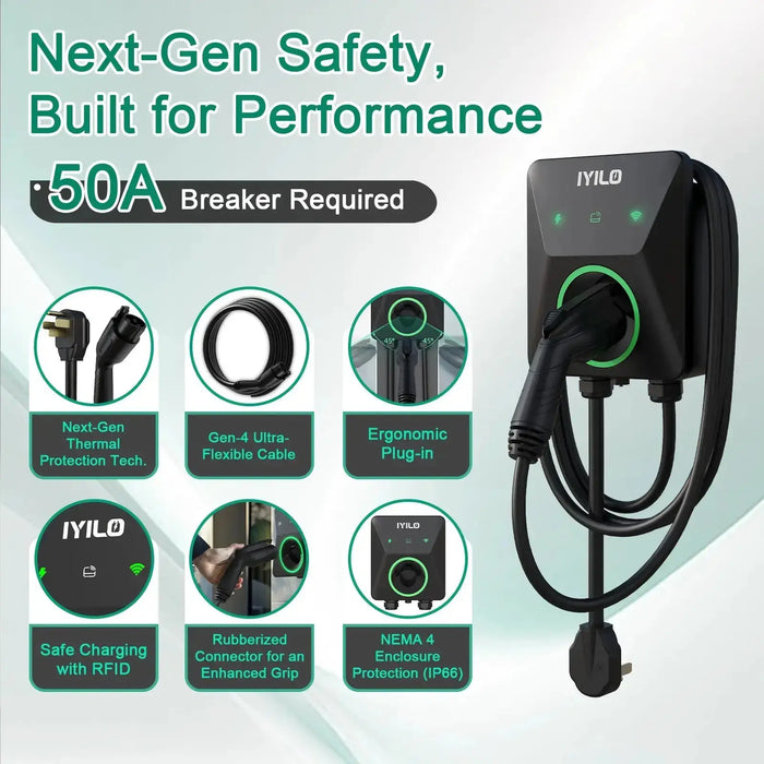 IYILO Level 2 EV Charger J1772 Plug-In 40A (NEMA 14-50)