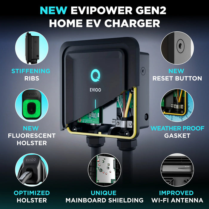 EVIQO Level 2 EV Charger NACS Hardwired 48A (Tesla)