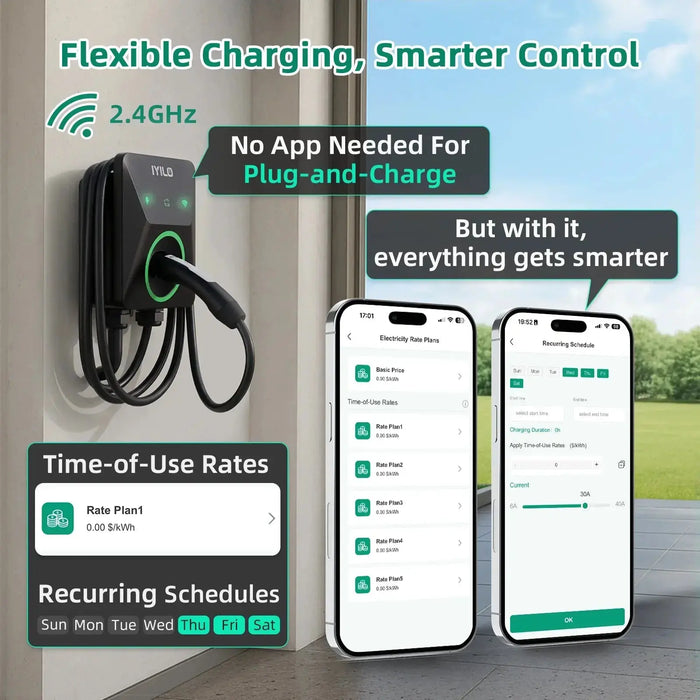 IYILO Level 2 EV Charger NACS (J3400) Plug-In 40A (NEMA 14-50)
