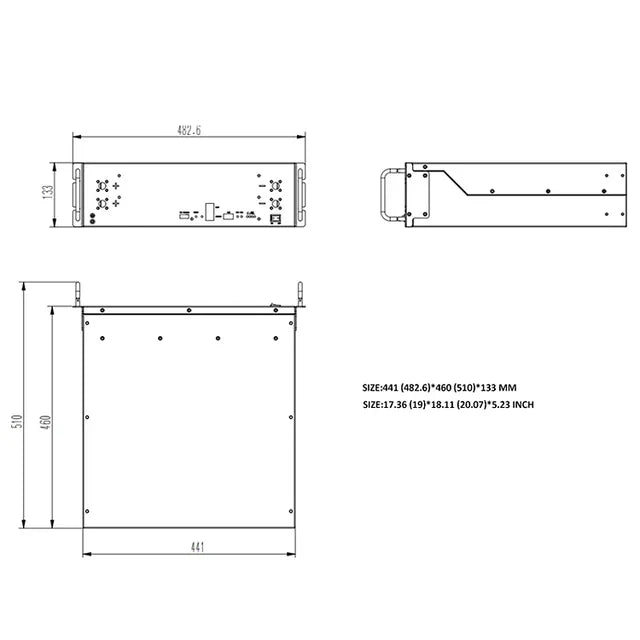 RUIXU Self-heating RX-LFP48100-H | 19" Rack Mounted 3U Module | UL1973 Certified