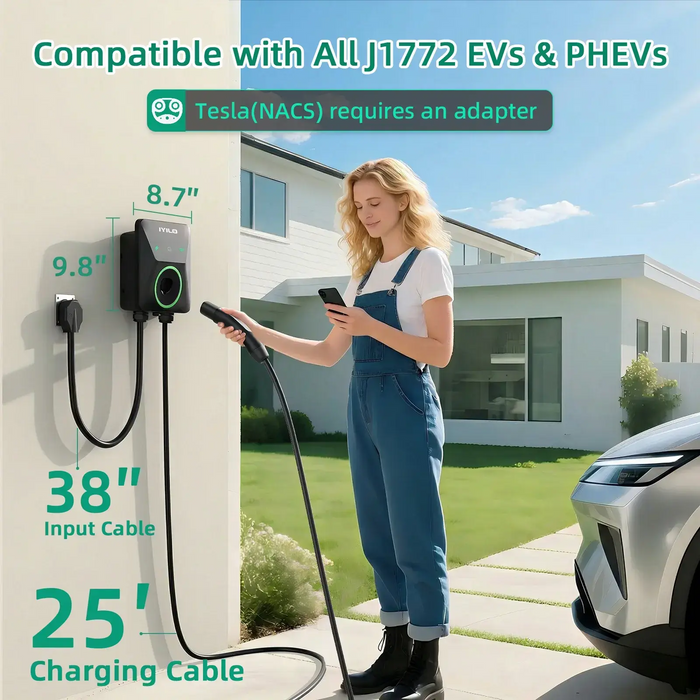 IYILO Level 2 EV Charger NACS (J3400) Hardwired 48A