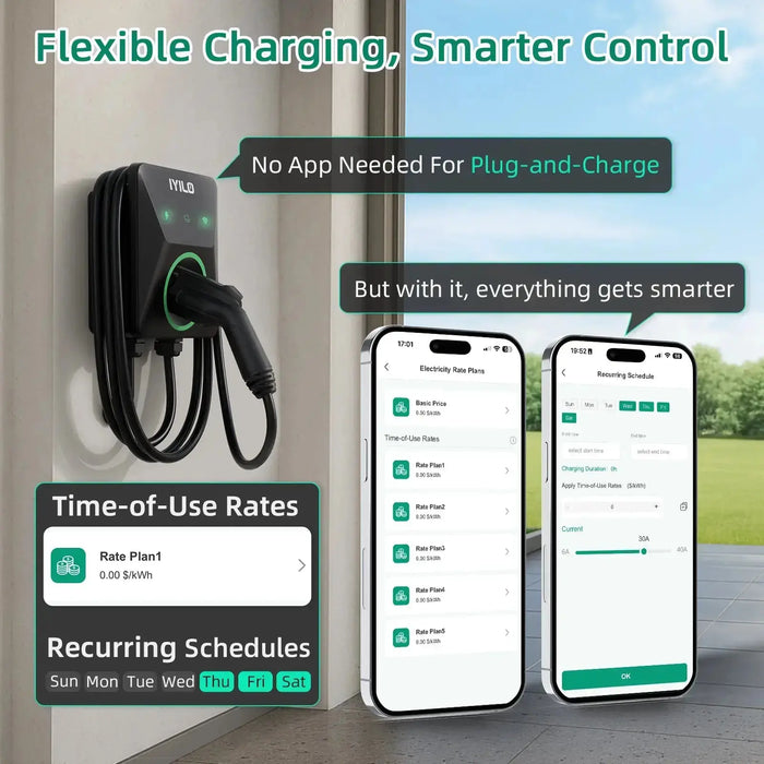 IYILO Level 2 EV Charger J1772 Plug-In 40A (NEMA 14-50)