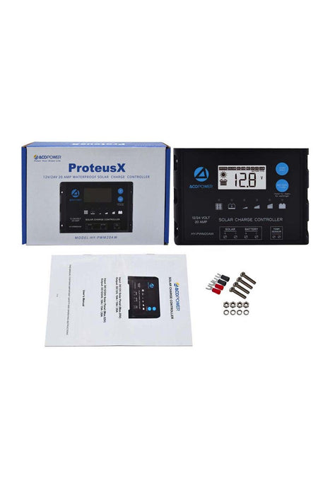 ACOPOWER 20A ProteusX Waterproof PWM Solar Charge Controller Compatible With 8 Battery Types