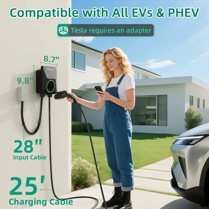 IYILO Pro Level 2 EV Charger J1772 Hardwired 48A with Energy Meter