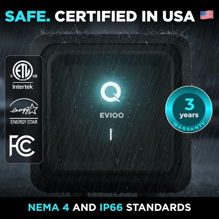 EVIQO Level 2 EV Charger J1772 Plug-In 48A (NEMA 14-50, Hardwire-Convertible)