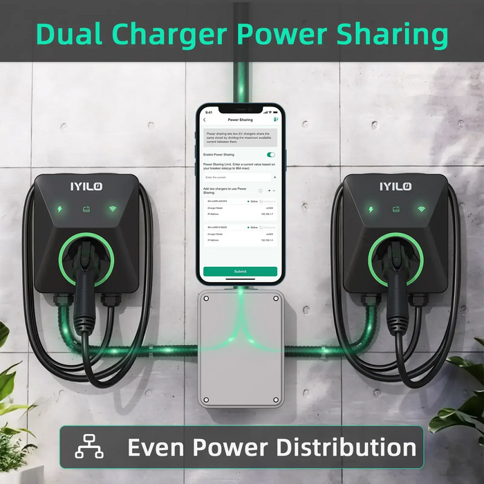 IYILO Pro Level 2 EV Charger J1772 Hardwired 48A with Energy Meter