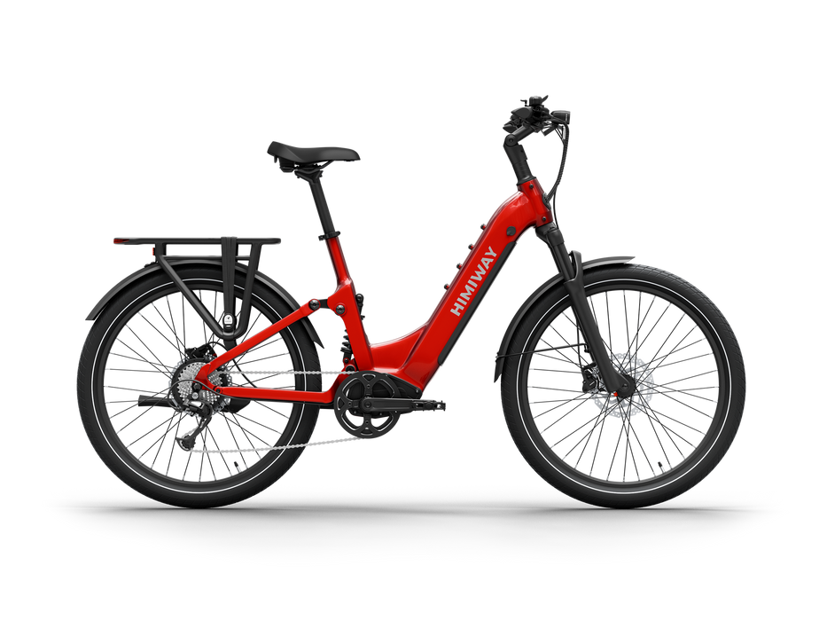 Himiway A7 full suspension commuter electric bike, red
