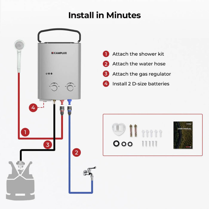 Camplux AY132G Portable Propane Water Heater