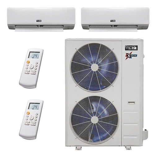 AciQ 36,000 BTU 22.2 SEER2 2-Zone Wall Mounted Mini Split System w/ WiFi- Extreme Series