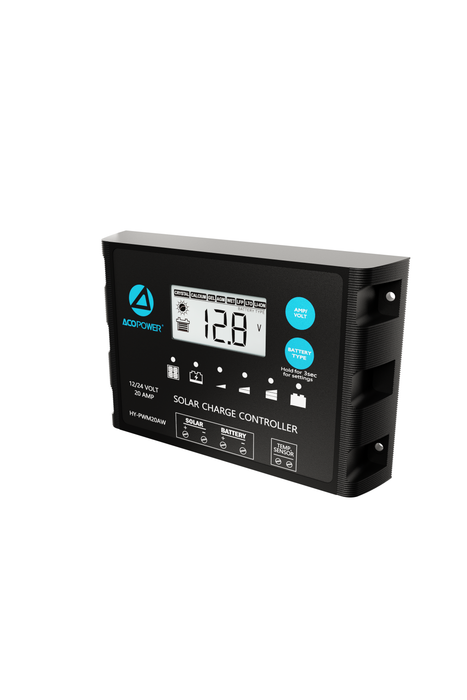 ACOPOWER 20A ProteusX Waterproof PWM Solar Charge Controller Compatible With 8 Battery Types