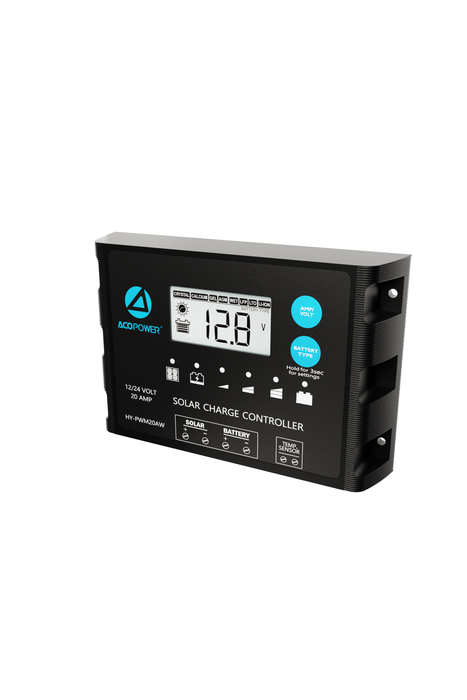 ACOPOWER 20A ProteusX Waterproof PWM Solar Charge Controller Compatible With 8 Battery Types