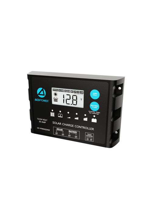 ACOPOWER 20A ProteusX Waterproof PWM Solar Charge Controller Compatible With 8 Battery Types