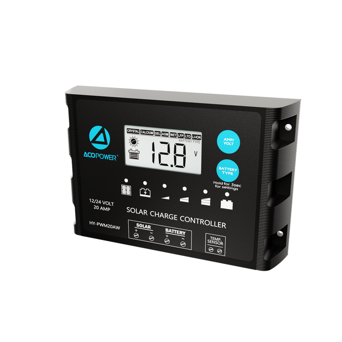 ACOPOWER 20A ProteusX Waterproof PWM Solar Charge Controller Compatible With 8 Battery Types