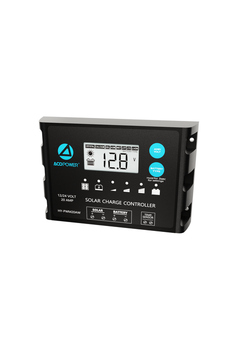 ACOPOWER 20A ProteusX Waterproof PWM Solar Charge Controller Compatible With 8 Battery Types