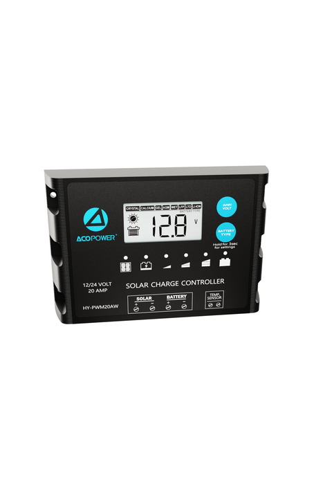 ACOPOWER 20A ProteusX Waterproof PWM Solar Charge Controller Compatible With 8 Battery Types
