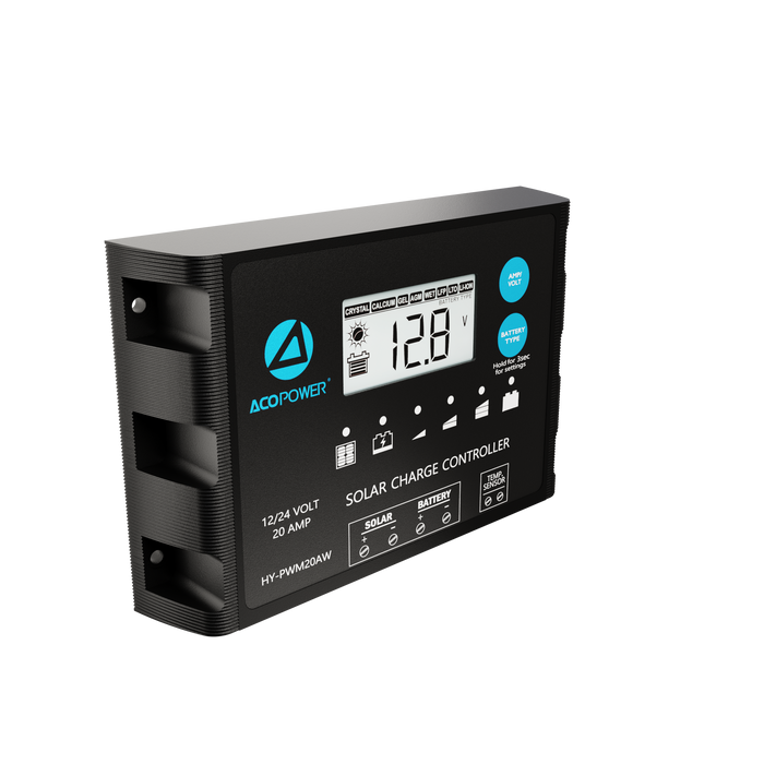 ACOPOWER 20A ProteusX Waterproof PWM Solar Charge Controller Compatible With 8 Battery Types