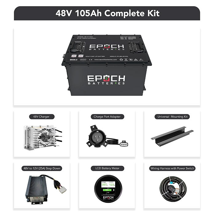 Epoch Batteries 48V 105Ah Lithium LiFePO4 Golf Cart Battery Kit