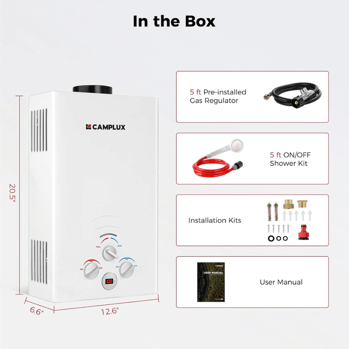 Camplux BW211 Camping Water Heater Propane
