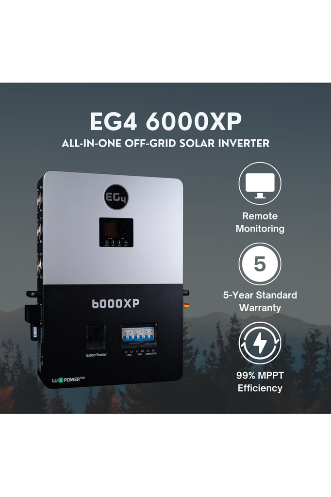 EG4 6000XP Off-Grid Inverter, 8000W PV Input, 6000W Output, 480V VOC  Input, 48V 120/240V Split Phase
